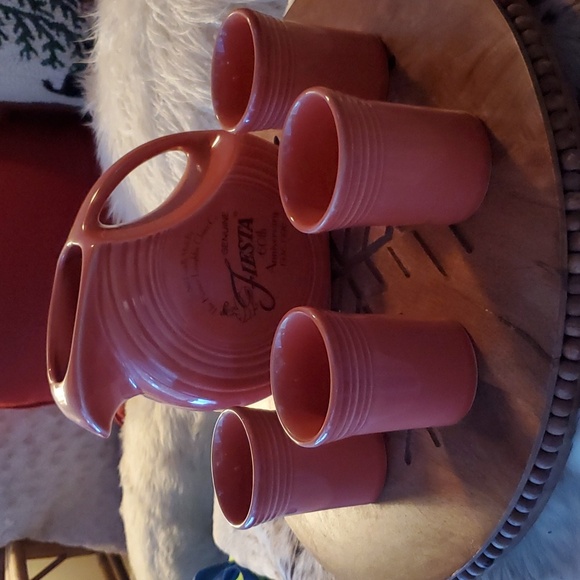 Fiestaware Persimmon Permotional Set "1996"Water Pitcher and Tumblers - Picture 4 of 10